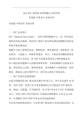 中国IDC市场深度分析及互联网接入服务业务探析